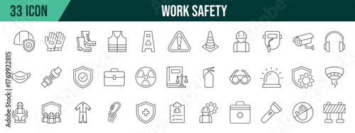 Work safety collection, editable and resizable vector icon templates.