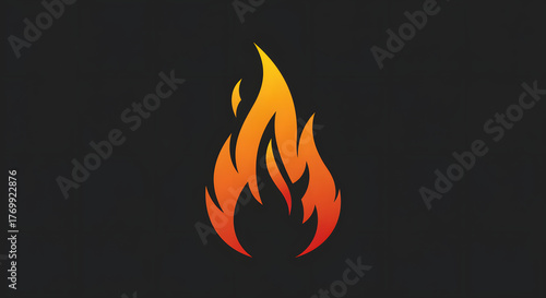 Vibrant orange and yellow fire flame icon on a dark background.