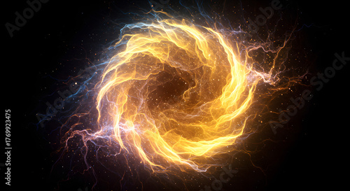 Vibrant Swirling Energy Vortex with Lightning Strikes.