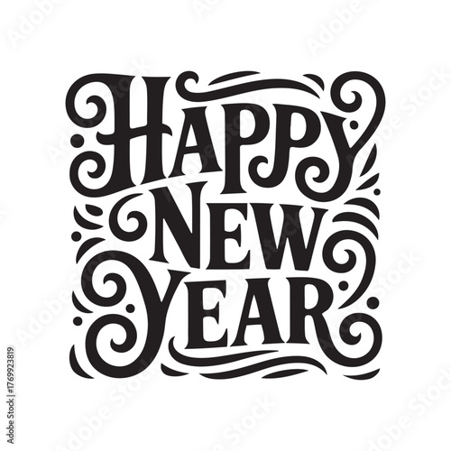 Festive Happy New Year Celebration Typographic Design