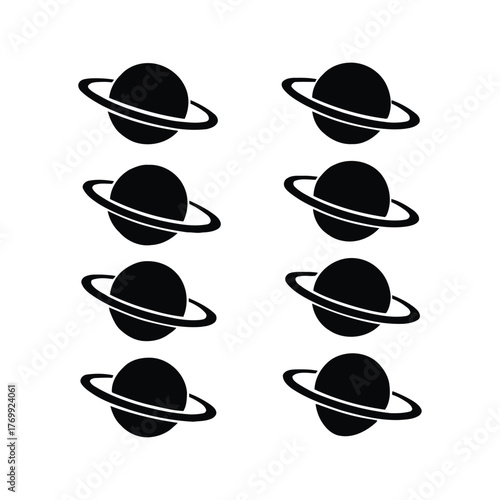 Planets with Rings Black and White Pattern A Celestial Design for Modern Decor