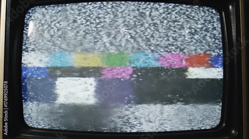Vintage Television Static and Color Bars - A Nostalgic Look at Analog TV.