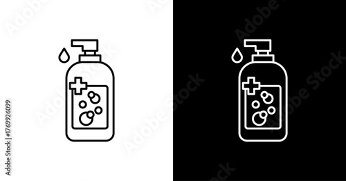 Hand Sanitizer White Icon Set Design
