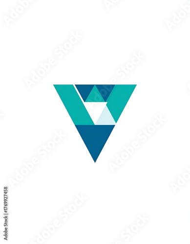 Free Download A geometric abstract shape composed of triangles forming a stylized arrow-like design, using shades of blue & teal - GFXLoad