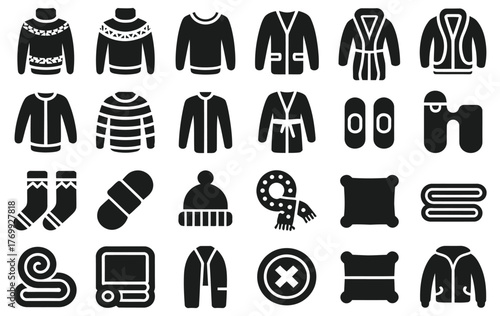 Cozy Clothing Silhouette Icons for Winter Wardrobe