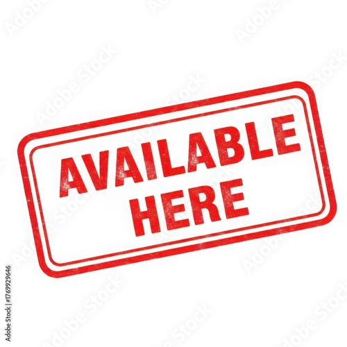 Red stamp graphic text available here message for business and retail isolated on white background