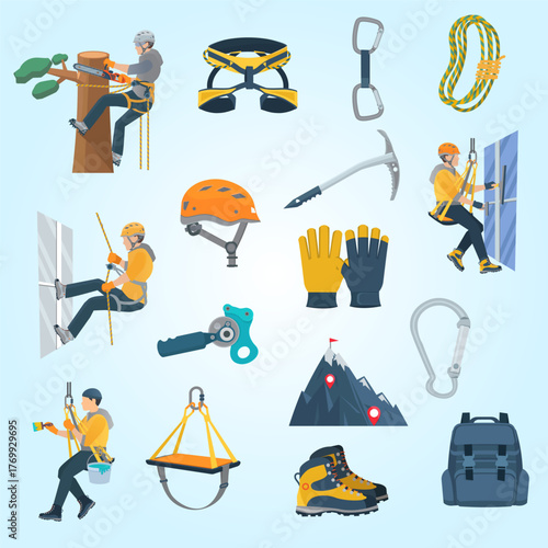 Flat Style Climbing Equipment Set for Mountaineering Adventure and Industrial Work