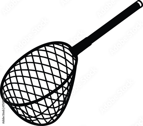 Fishing net with a sturdy wooden handle for catching fish