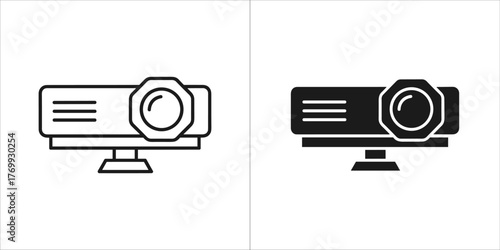 Motion sensor icon, line art and solid silhouette