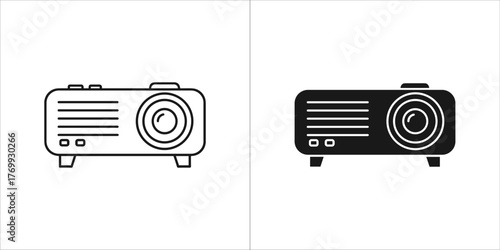 Two audio jack connectors, one outlined and one solid black