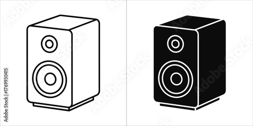Two speaker icons, one black and white