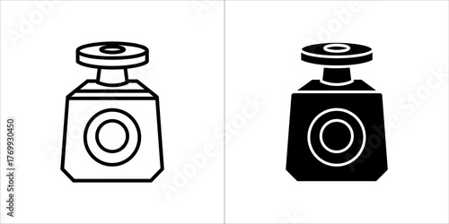 Two perfume bottle icons, one black and white