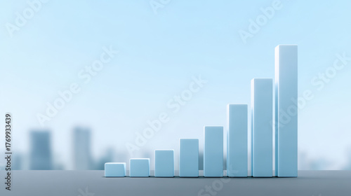Financial growth chart with rising bars in front of blurred city skyline showing success and progress Free Download Financial growth chart with rising bars in front of blurred city skyline showing success and progress - GFXLoad