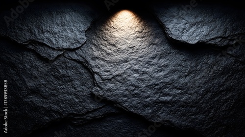 Monochrome Slate Wall with Lighting - Art Exhibition & High-End Interior Design Background Element