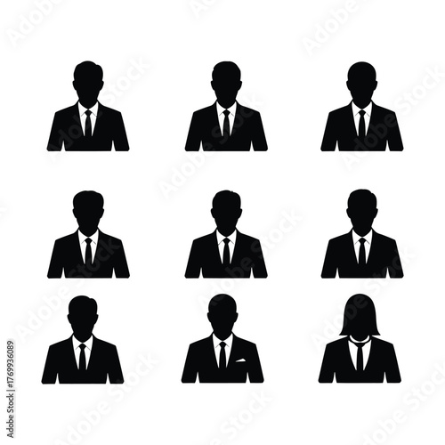 Set of business people icons, men and one woman
