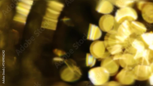 Christmas Golden Lights Festive Bokeh Particles and Warm Glow Background.