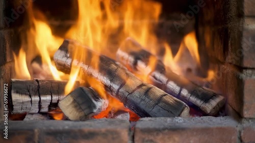 Cozy Christmas Fireplace with Wood Burning 4K Seamless Loop Holiday Fireplace with Crackling Logs Christmas Ambience 4K