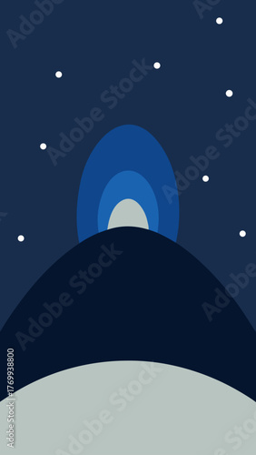 Abstract night sky with celestial shapes and stars