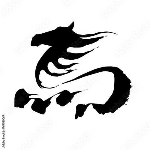 年賀 年賀状 正月 干支　午年 馬　ベクター 筆文字