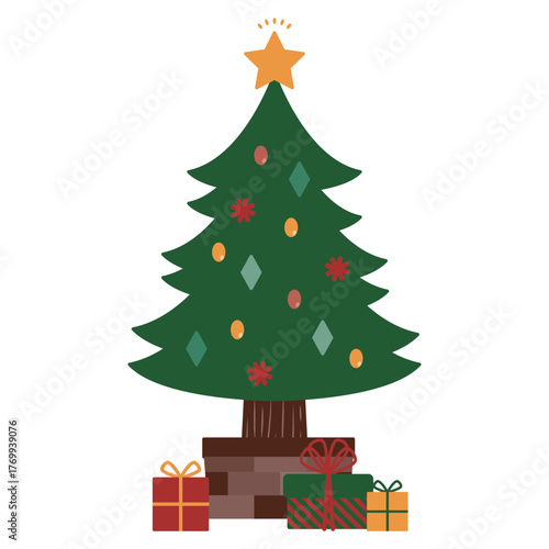 クリスマスツリーとプレゼントのイラスト