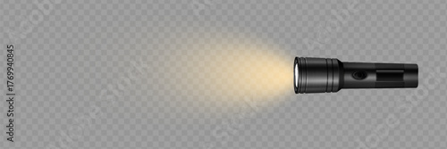 flashlight on a transparent background. Shine.lighting the space.metal.