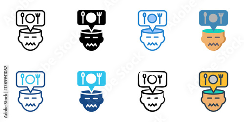 Eating Disorders icon set multiple style collection 
