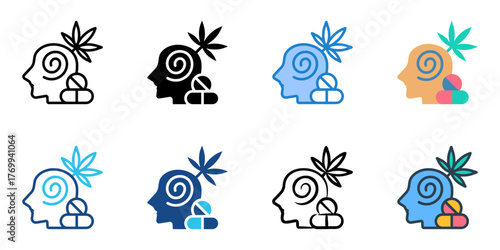 Substance Abuse icon set multiple style collection 
