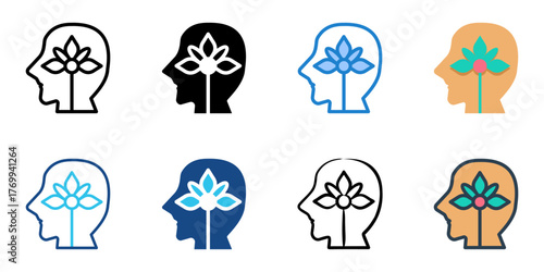 Positive Psychology icon set multiple style collection 
