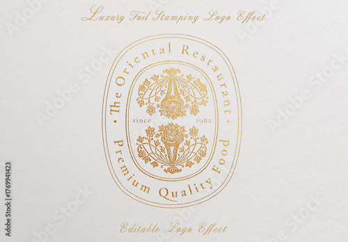 Gold Restaurant Logo Effect Foil Stamping PSD