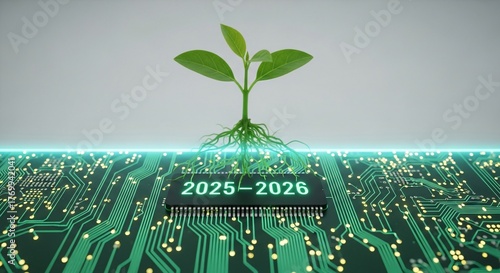 Eco Financial Circuit Illustration, Green Investment Concept Vector, Professional Stock Image