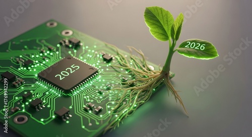 Eco Financial Circuit Illustration, Green Investment Concept Vector, Professional Stock Image