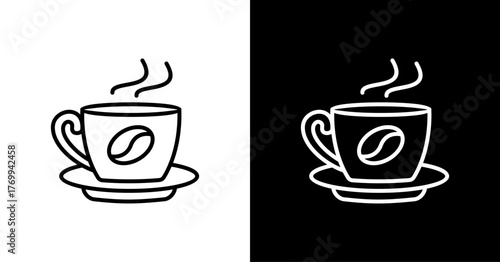 Hot Coffee White Icon Set Design
