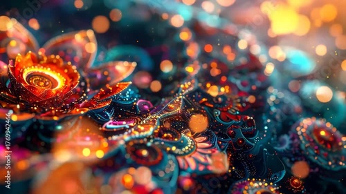 Abstract Floral Fantasy - A Kaleidoscope of Colors and Light.