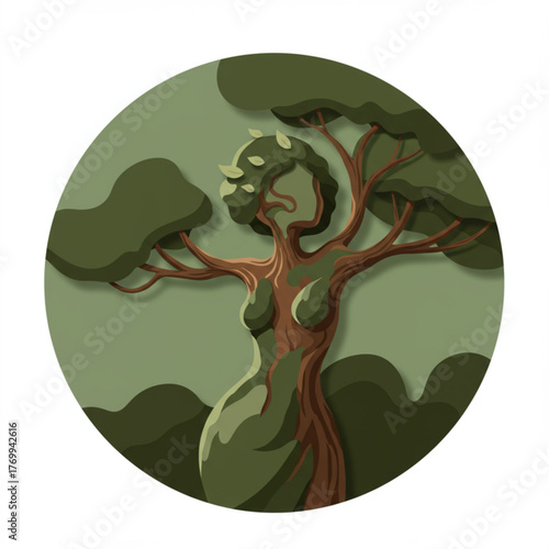 Mother Nature Tree Spirit Vector Illustration