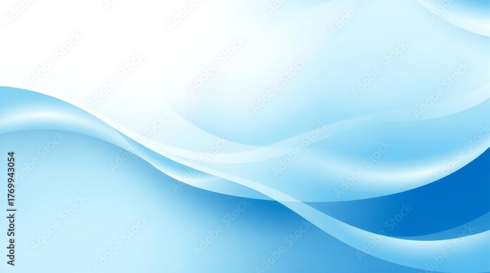 Fototapeta premium Abstract flowing light blue waves on a white background