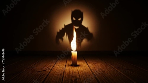 Candles Shadow - A Spooky Silhouette in the Dark.
