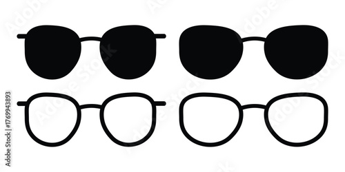Sunglasses Vector Set – Modern, Retro, and Classic Eyewear Silhouettes Collection.