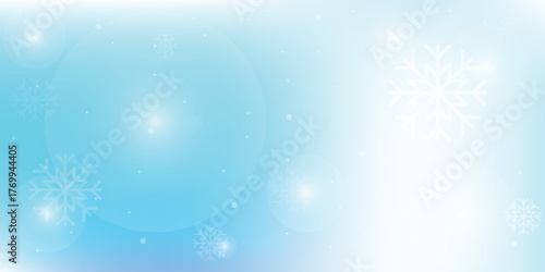 Natural Winter Christmas background with blue sky, heavy snowfall, snowflakes in different shapes and forms, snowdrifts. Winter landscape with falling Christmas shining beautiful snow. 