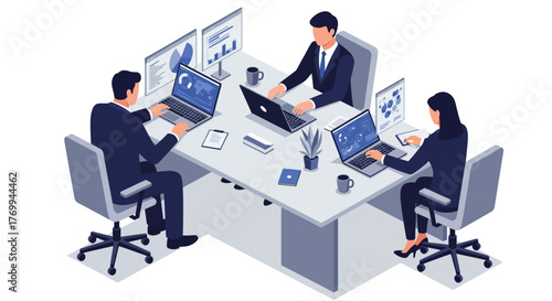 Business Team Working Together at Office Table.