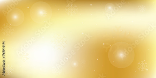 Natural Winter Christmas background with gold sky, heavy snowfall, snowflakes in different shapes and forms, snowdrifts. Winter landscape with falling Christmas shining beautiful snow. 