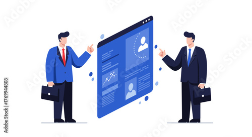 Two Businessmen Presenting a Digital Interface.