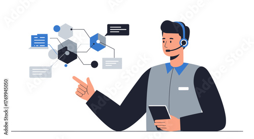 Customer Service Representative Explaining Data Flow Diagram.