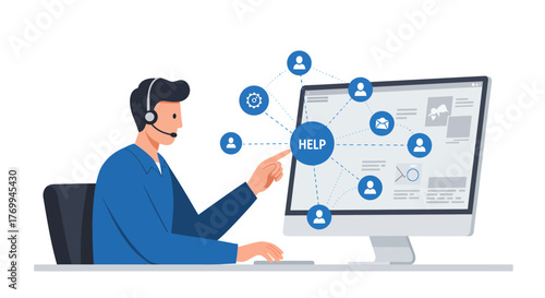Customer Service Representative Providing Online Technical Support.