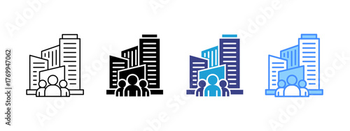 Corporation  icon set multiple style collection