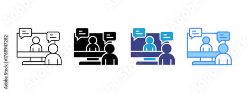 Online Meeting  icon set multiple style collection