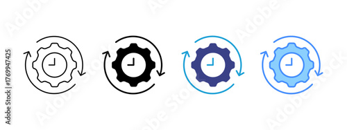 Time Management   Home icon set multiple style collection