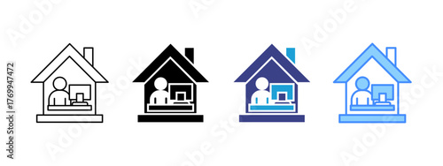 Work From Home  icon set multiple style collection	