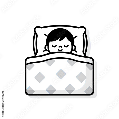 Sleeping Kid Minimal Cartoon Illustration