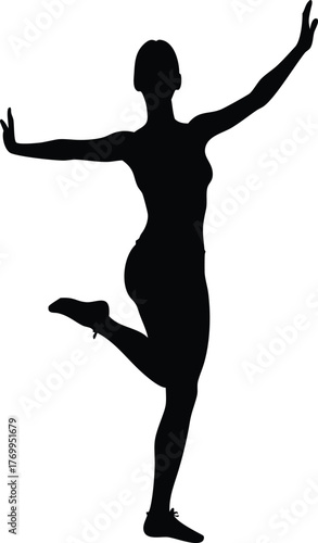 Silhouette of Graceful Woman in Dance Pose, Elegant Vector Illustration for Fitness, Art, and Design Projects