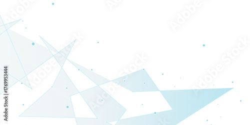 Blue network futuristic connection technology background with dots and line polygon shape. Structure molecule and communication. Template for science and technology presentation, Vector illustration.	